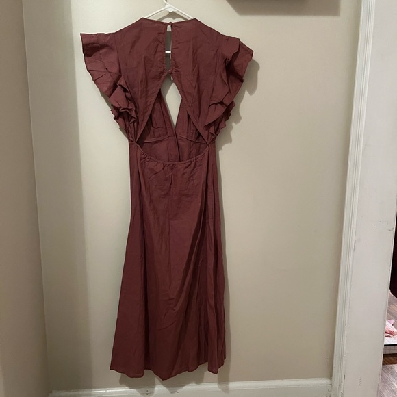 Charlie Holiday Ruffled Cover-Up Midi Dress in bronze sz 6 - Picture 8 of 10